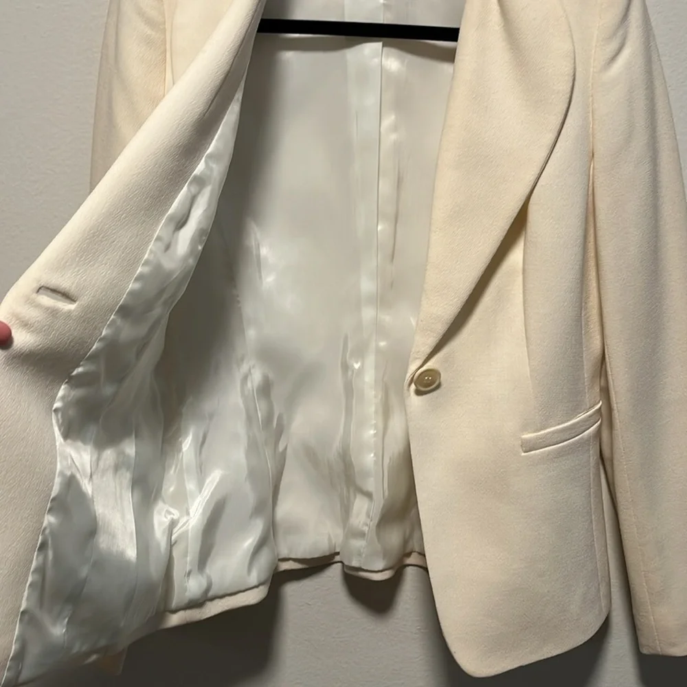 LAFAYETTE 148 NEW YORK (NWT) 100% Virgin Wool Cream Tailored Blazer, Size 0 - Picture 9 of 11